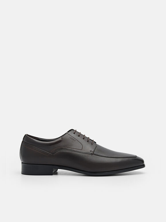 Leather Derby Shoes, Dark Brown, hi-res