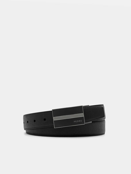 Ikat Pinggang Kulit Saffiano Reversible, Black
