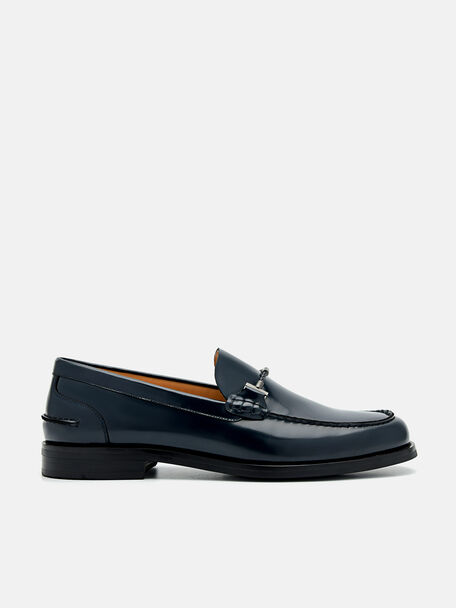 Robert Leather Horsebit Loafers, Navy, hi-res
