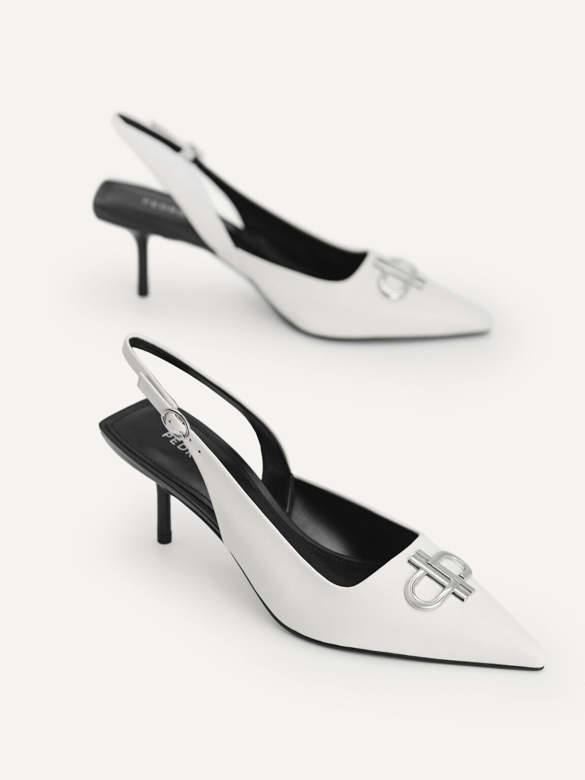 Icon Leather Pointed Toe Slingback Heels, , hi-res