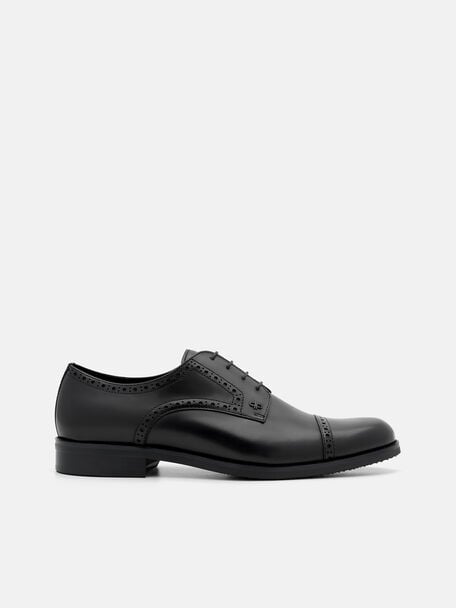 Leather Brogue Derby Shoes, , hi-res