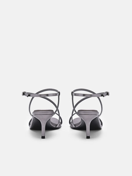 PEDRO Icon Leather Heel Sandals, Black