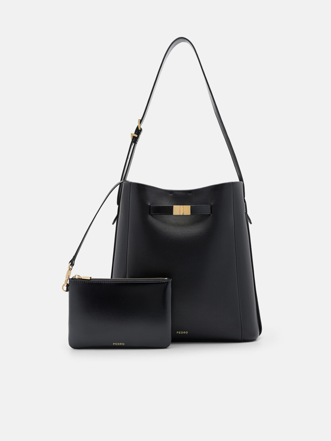 Tas Bucket Kulit Jatte dengan Sabuk, , hi-res