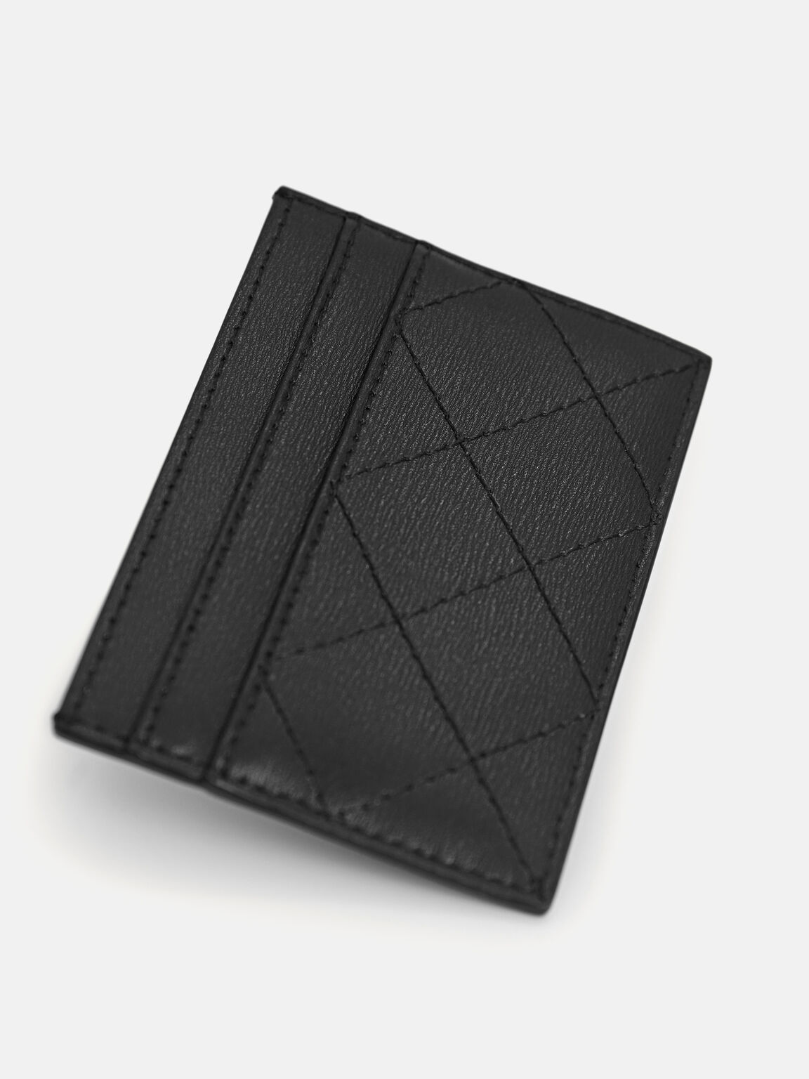 Cris-Cross Pattern Leather Cardholder, 