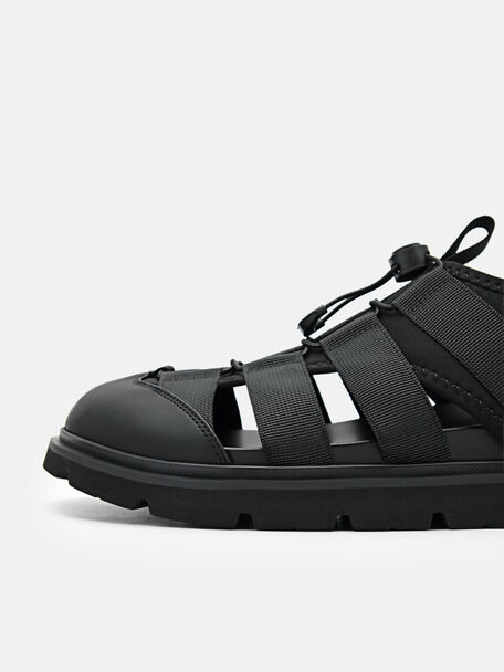 PEDRO Icon Leather Heel Sandals, Black