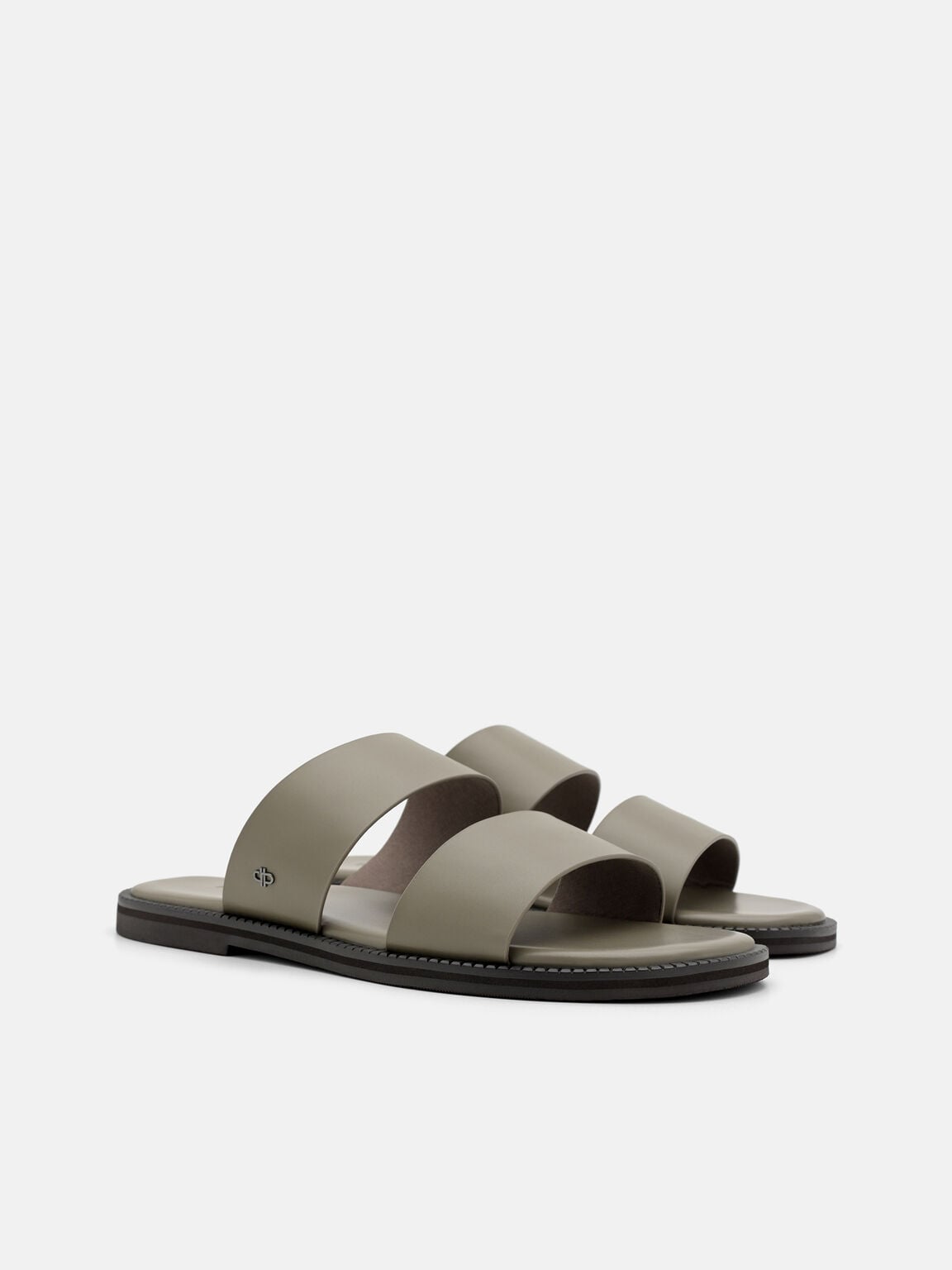 Leather Double-Strap Slide Sandals, , hi-res