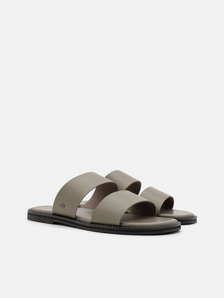 Leather Double-Strap Slide Sandals, , hi-res