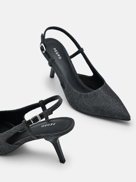 PEDRO Icon Leather Heel Sandals, Black