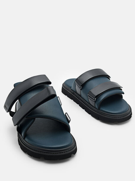 PEDRO Icon Leather Heel Sandals, Black