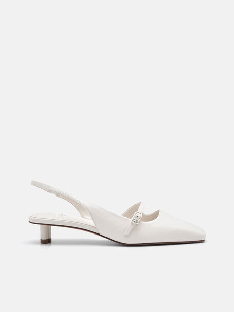 PEDRO Icon Pumps Hak Kulit, Chalk