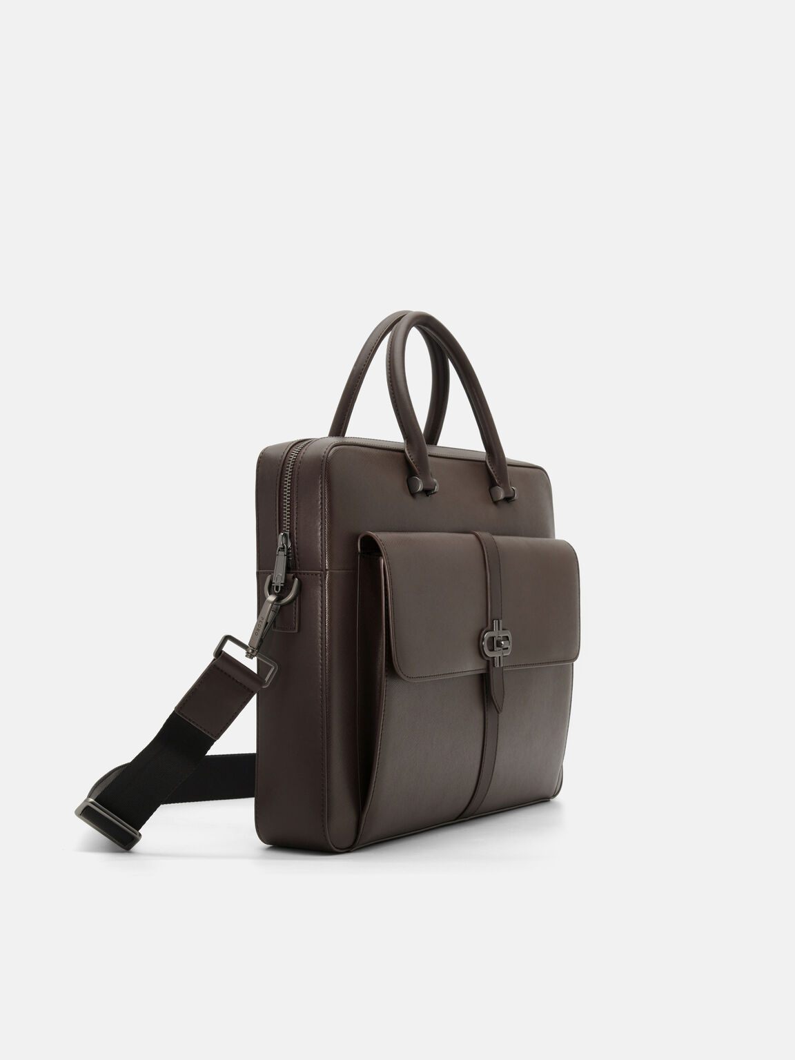 Saffiano Leather Briefcase, , hi-res