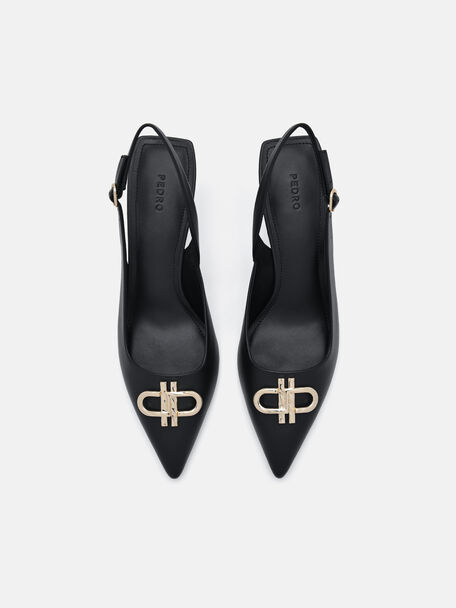 PEDRO Icon Leather Heel Sandals, Black