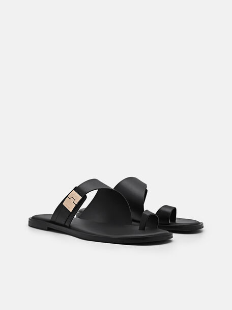 PEDRO Icon Leather Heel Sandals, Black