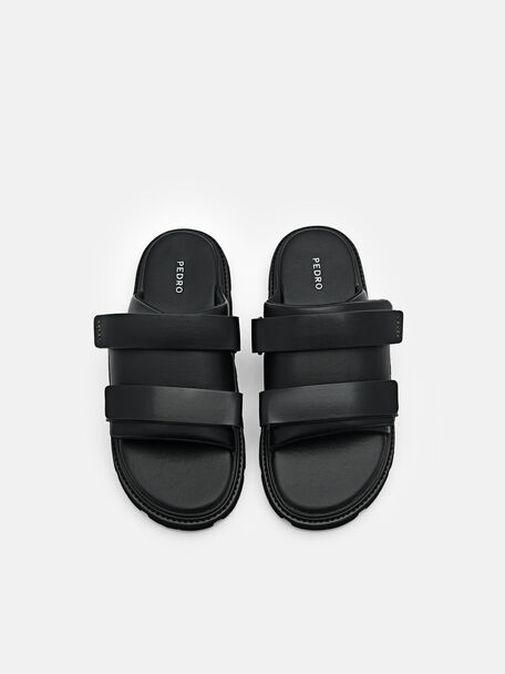 PEDRO Icon Leather Heel Sandals, Black