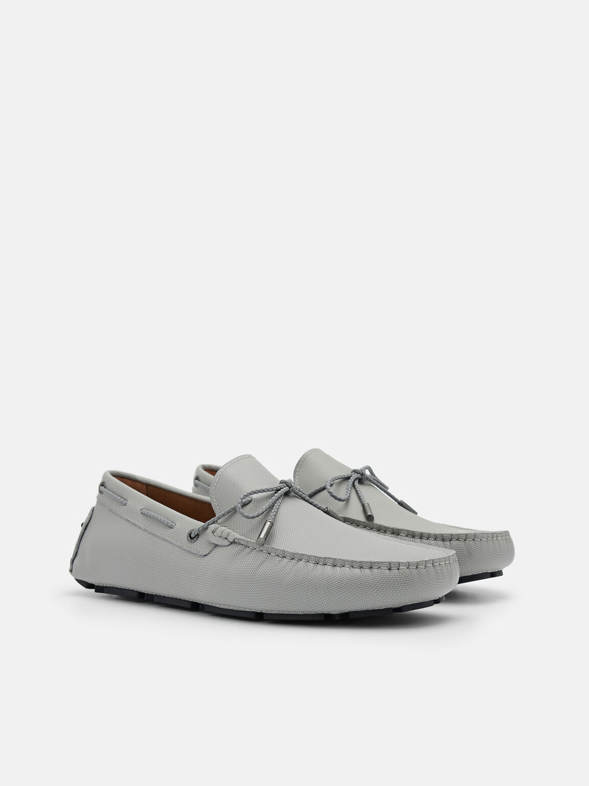 Sepatu Driving Bow Kulit Saffiano, 