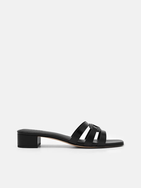 Sandal Hak Tinggi Carmel Berbahan Kulit, 
