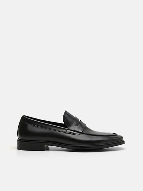 Bailey Calf Leather Loafers, Black, hi-res