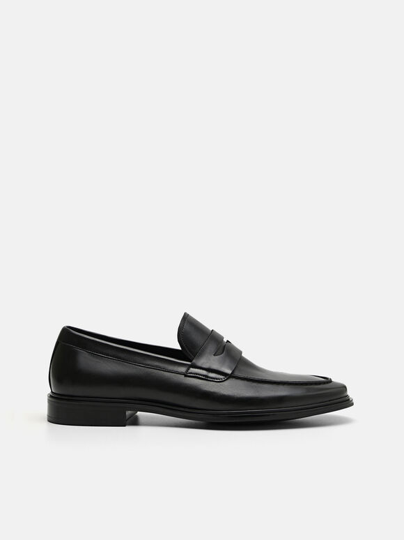 Bailey Calf Leather Loafers, Black, hi-res