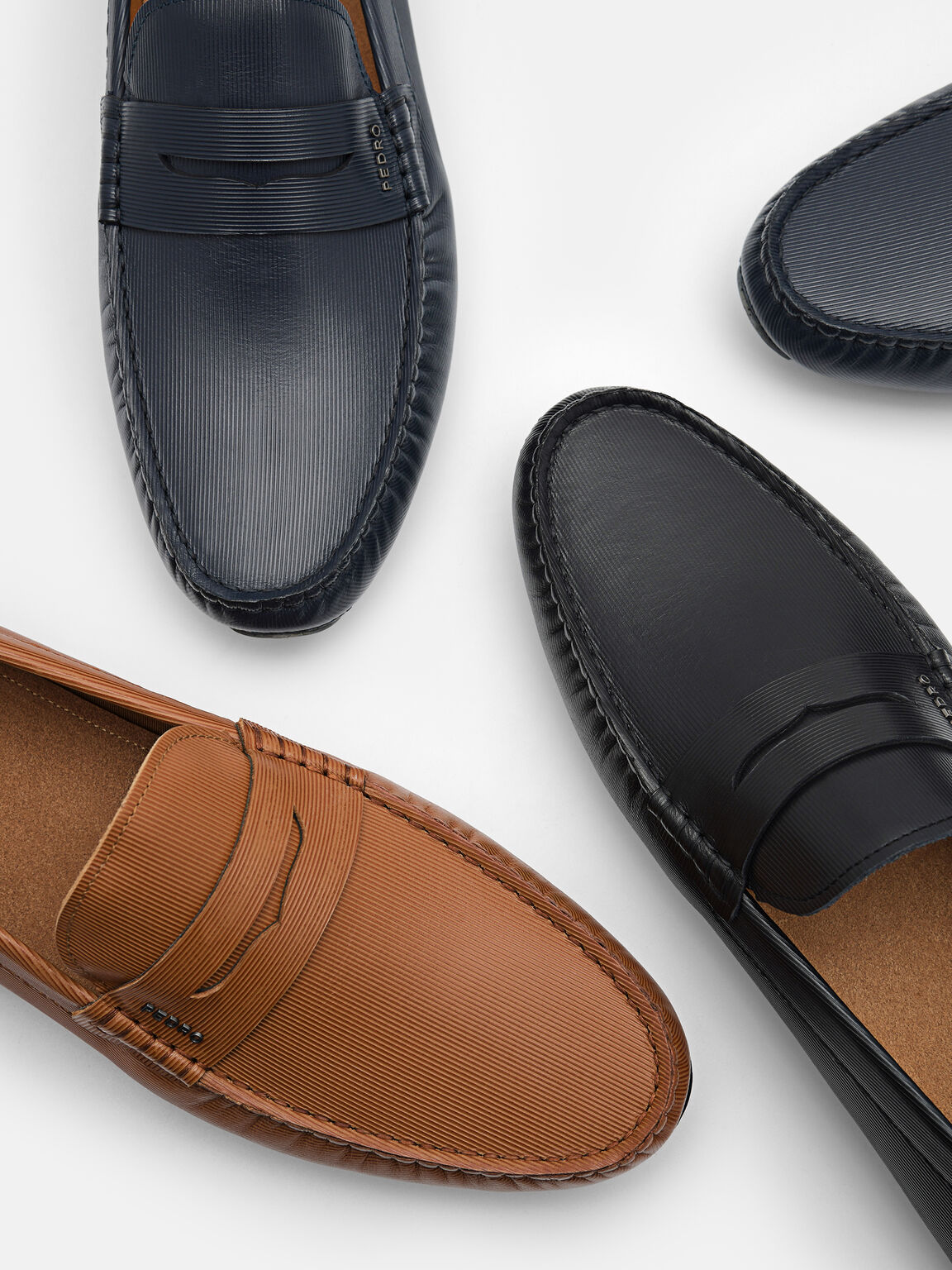 Embossed Leather Penny Loafers, , hi-res