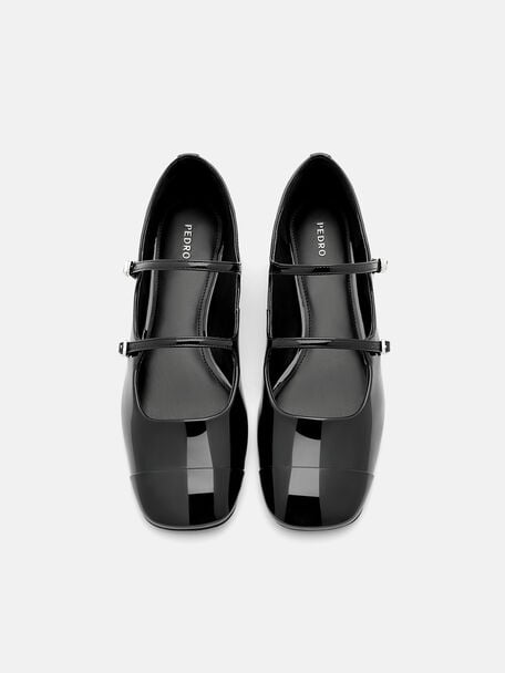 PEDRO Icon Leather Heel Sandals, Black