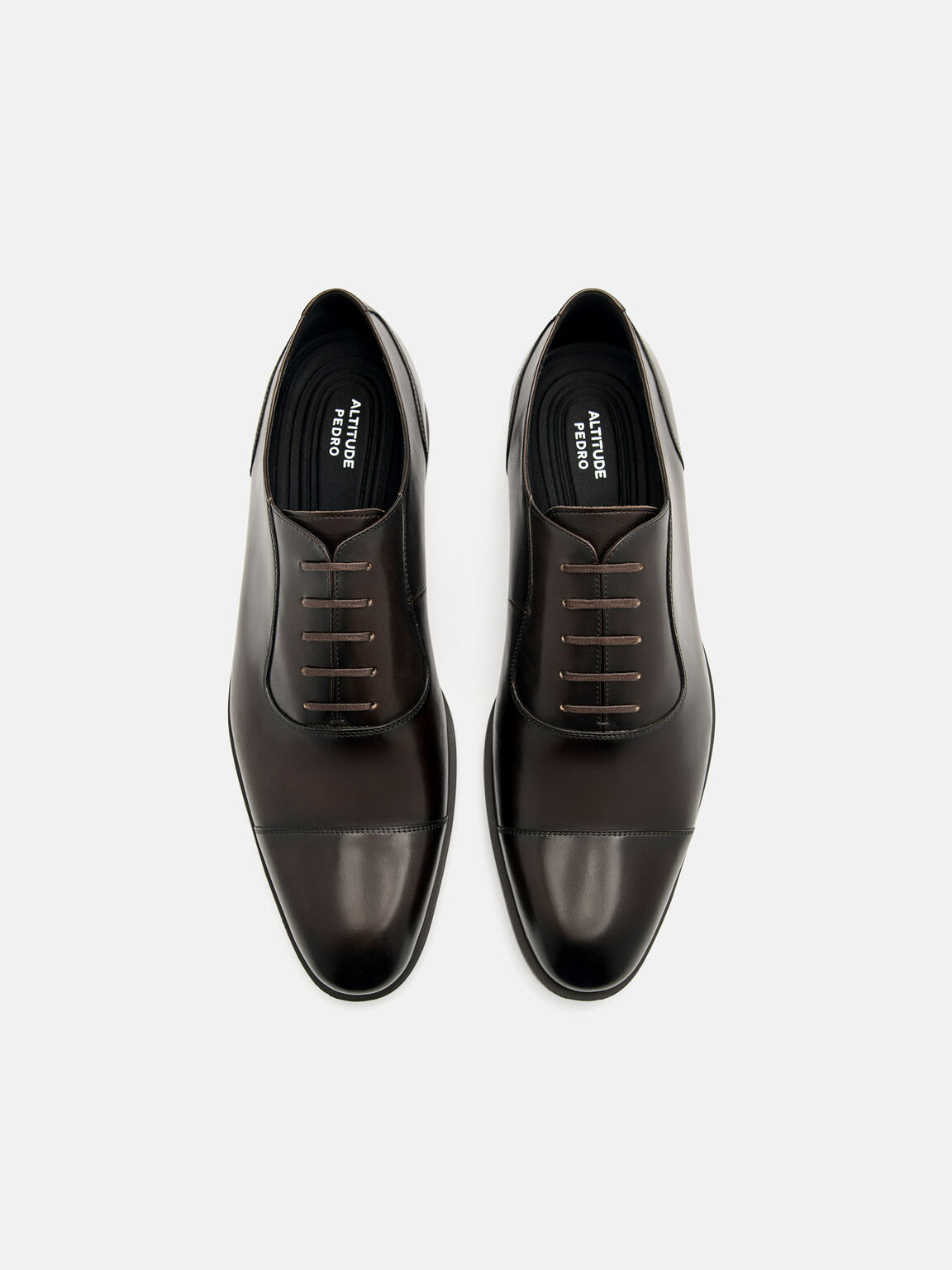 Sepatu Oxford Kulit Burnished Ringan Altitude - Cokelat Tua, 