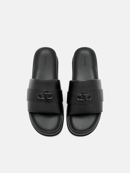 PEDRO Icon Leather Heel Sandals, Black