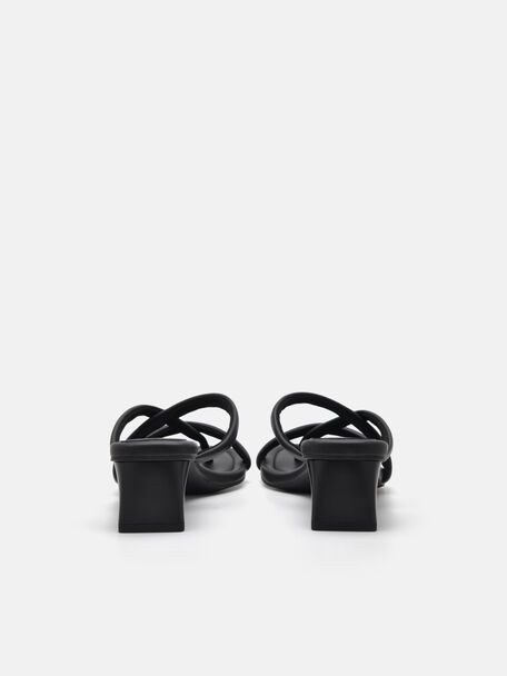 PEDRO Icon Leather Heel Sandals, Black