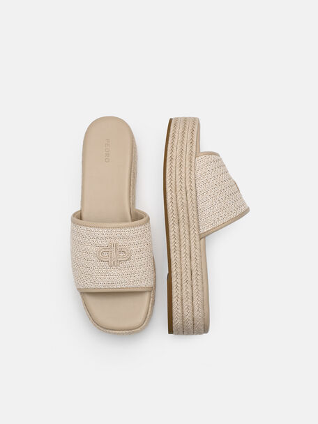 Raffia Wedge Sandals, , hi-res