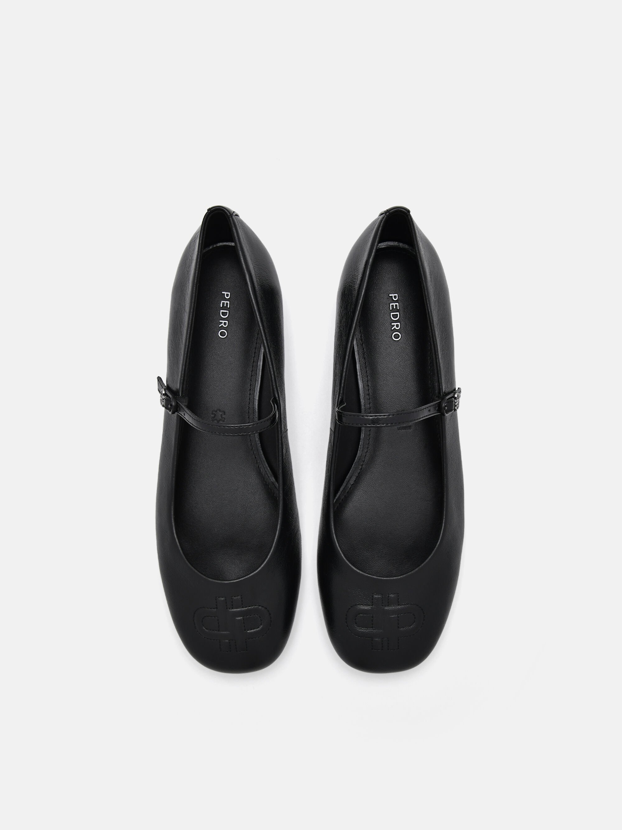 Black PEDRO Icon Leather Ballerina Flats - PEDRO ID