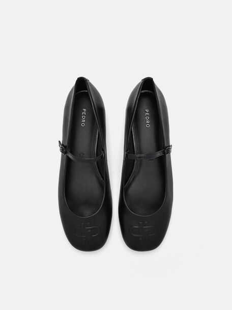 PEDRO Icon Leather Heel Sandals, Black