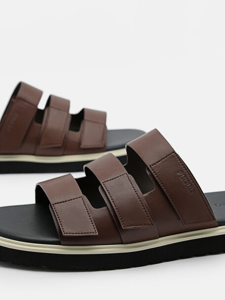PEDRO Icon Leather Heel Sandals, Black