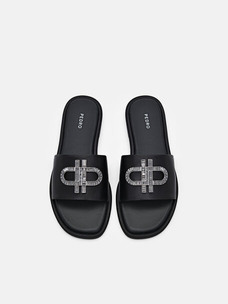 PEDRO Icon Leather Heel Sandals, Black