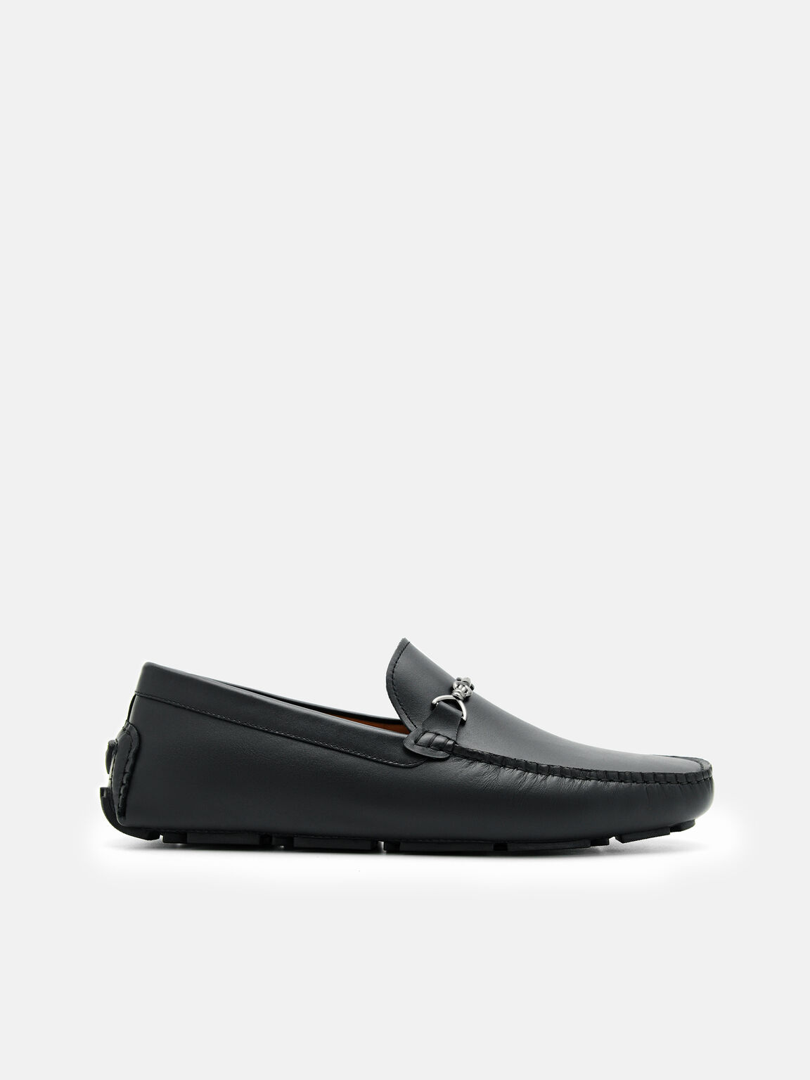 Leather Horsebit Driving Shoes, Black, hi-res