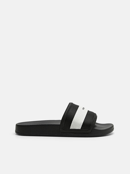 Slide Berpita Kain Nilon, Black