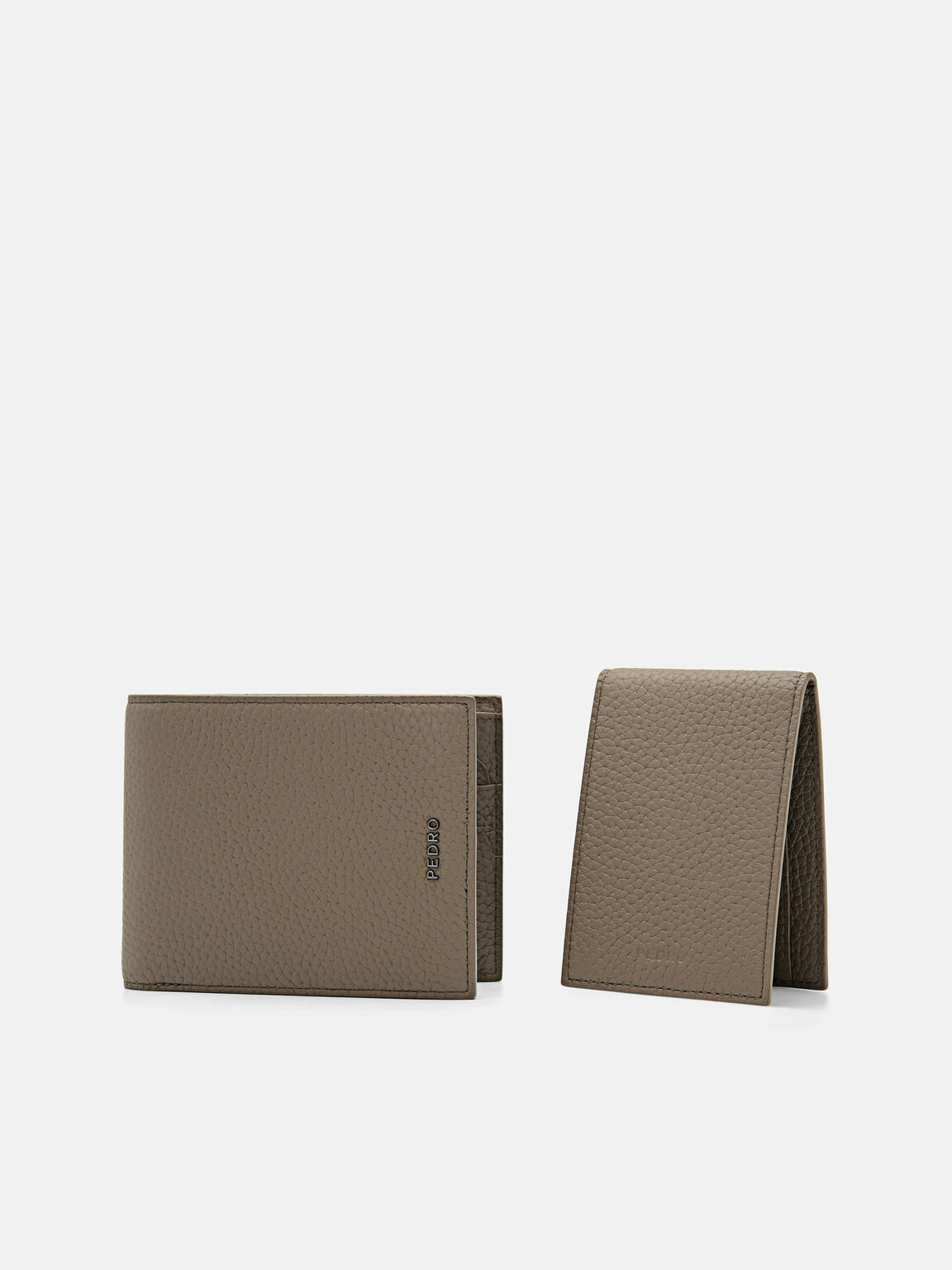 Dompet Lipat Ganda Kulit Embossed dengan Insert, , hi-res