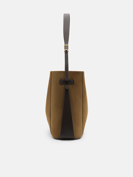 Tas Bucket Kulit Jatte dengan Sabuk, , hi-res