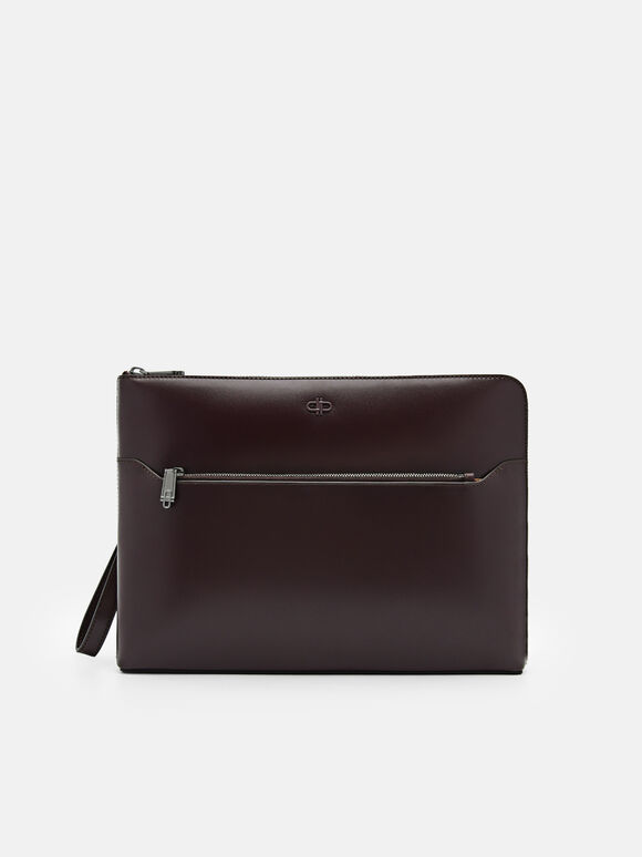 PEDRO Icon Leather Portfolio Bag, Dark Brown, hi-res