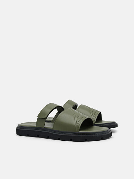 PEDRO Icon Leather Heel Sandals, Black