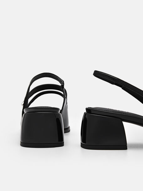 PEDRO Icon Leather Heel Sandals, Black