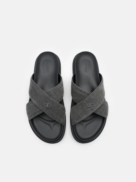 Velvet Cross Sandals, , hi-res