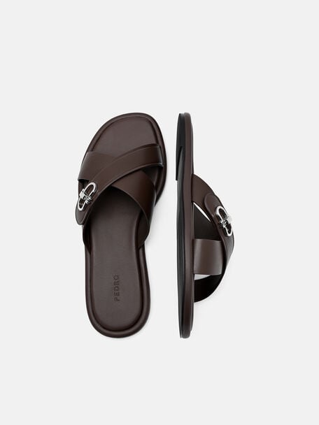 Sienna Leather Cross Sandals, , hi-res