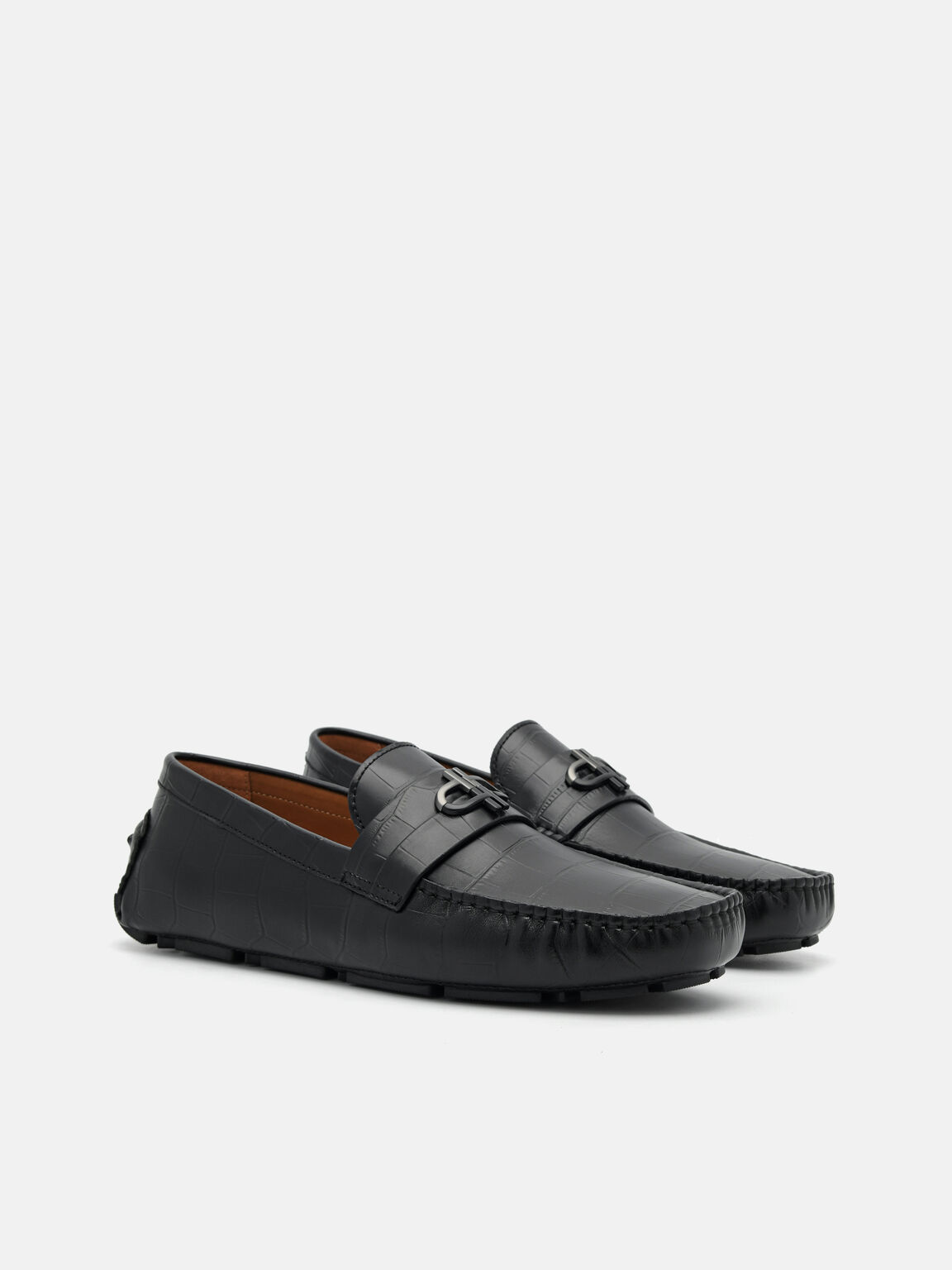 PEDRO Icon Croc-Embossed Leather Driving Shoes, 