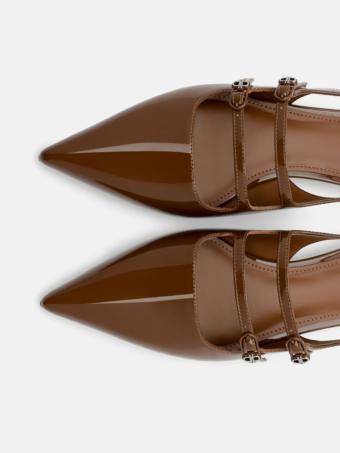 Flat Balerina Slingback Kulit Paten, , hi-res