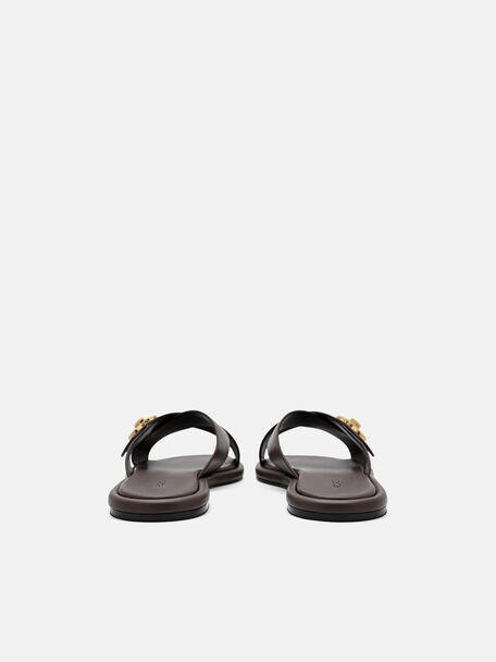 Sandal Silang Kulit Sienna, , hi-res