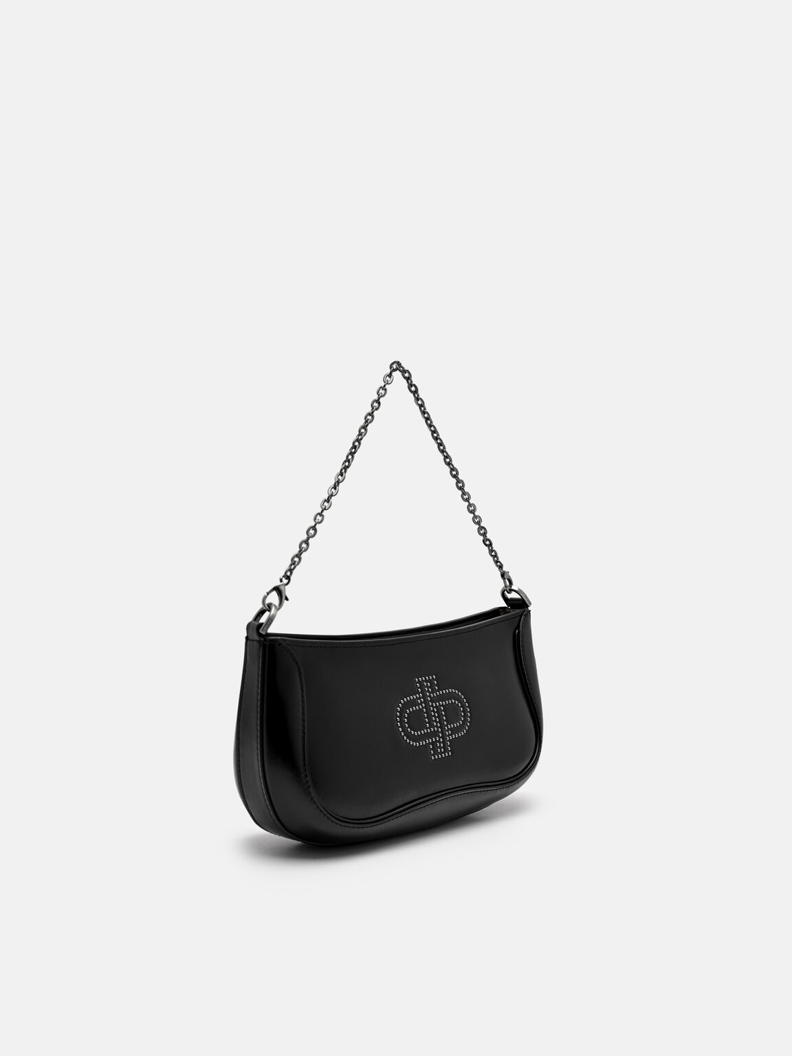 PEDRO Icon Oiled Leather Studded Shoulder Bag, Black