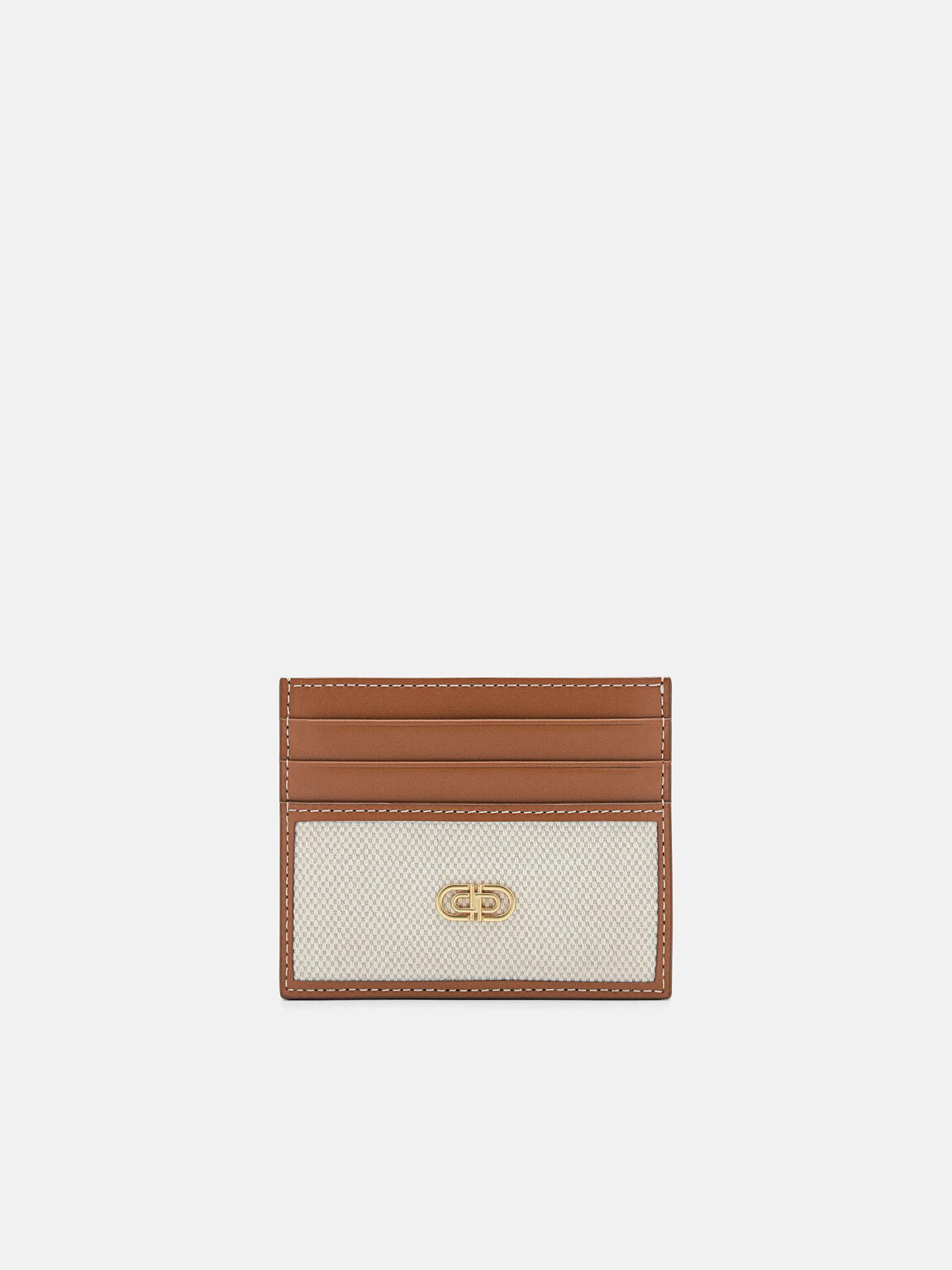 PEDRO Icon Leather Woven Card Holder, Cognac, hi-res