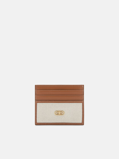 PEDRO Icon Leather Woven Card Holder, Cognac, hi-res