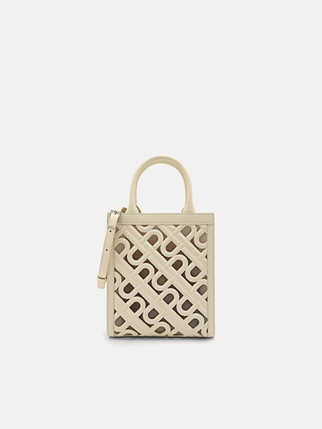 PEDRO Icon Leather Tote Bag, Beige, hi-res