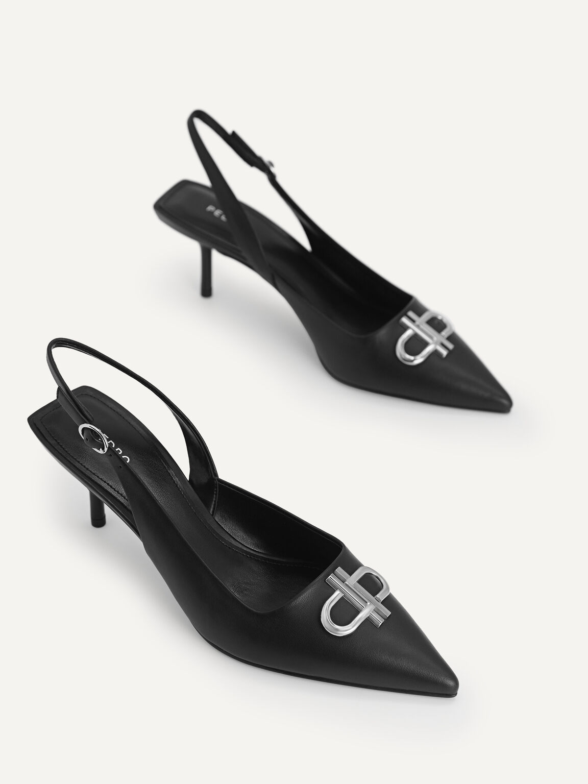 Icon Leather Pointed Toe Slingback Heels, , hi-res