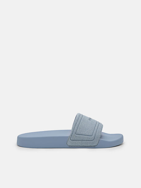 Billie Slide Sandals, Slate Blue, hi-res